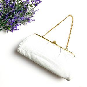 Vintage Ronay White Leather Gold Chain Hand Bag